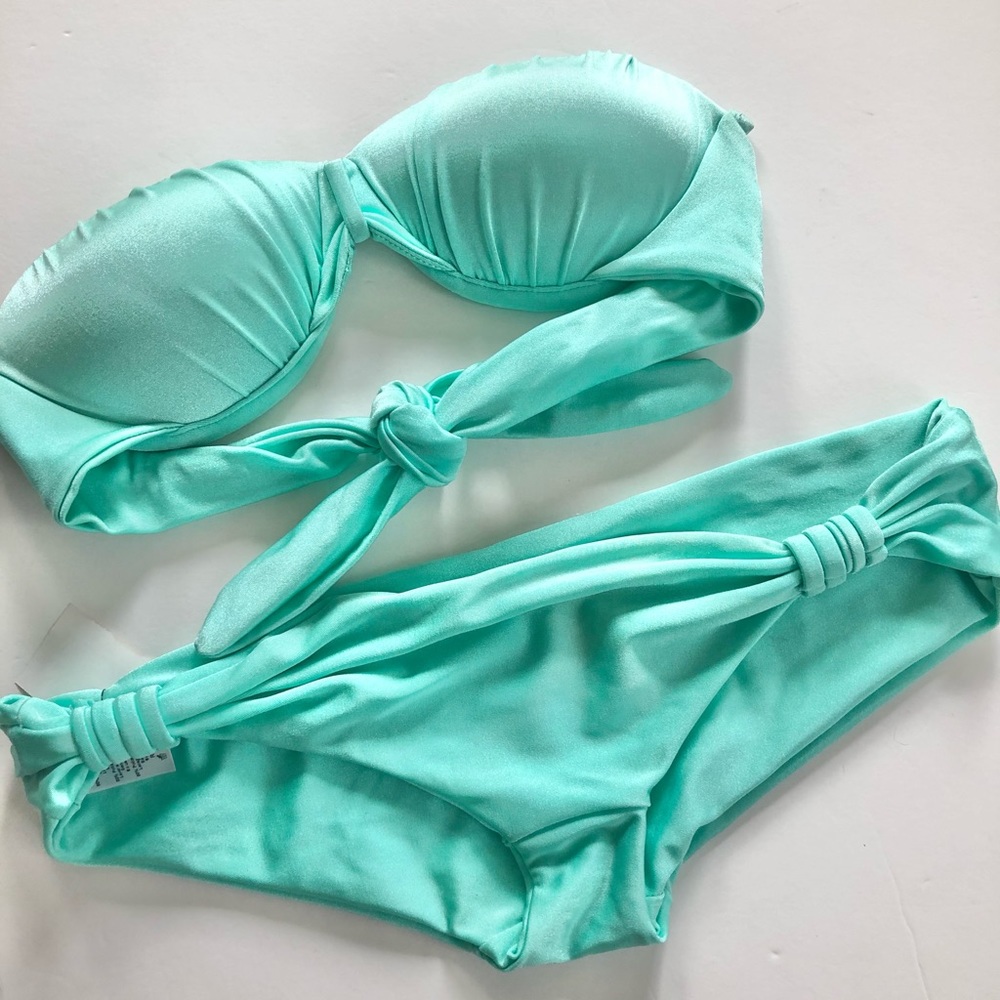 Lee + Lani Sea foam green Strapless Bikini Swimsuit Extra Small Two Piece